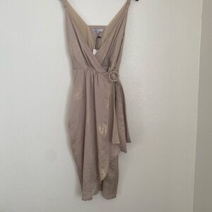 Anthropologie Tan Asymmetrical Wrap Sundress